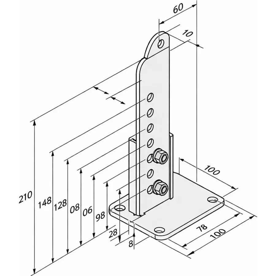 Torpfostenbeschlag 60/210 L – Din links